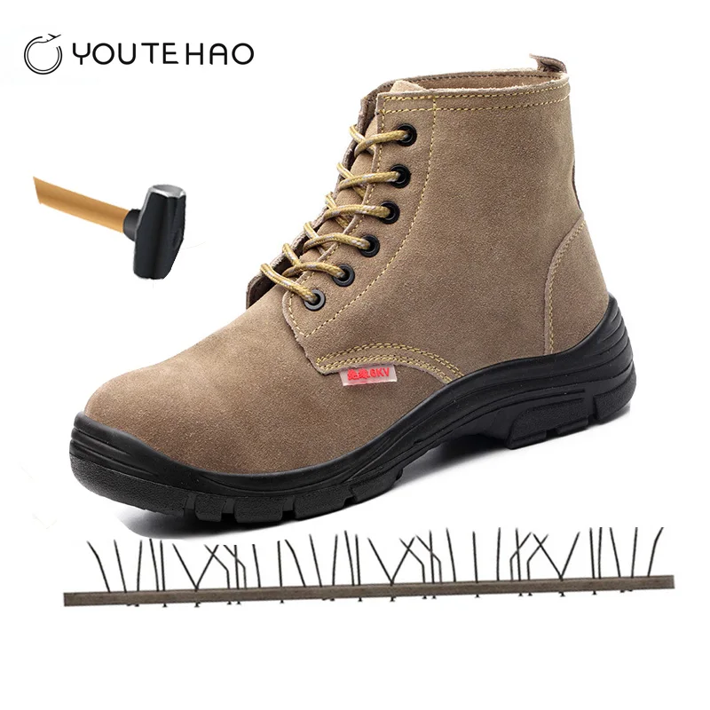

Cow suede Men's mining boots and construction shoes safety protection insulation 6KV electrician welder shoes