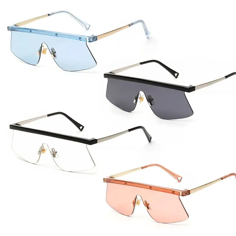 New Chic Sunglasses One-piece Flat Top Personality Creative UV400 Eye Protection Brand Design Driving Party Gifts Eyewear Unisex