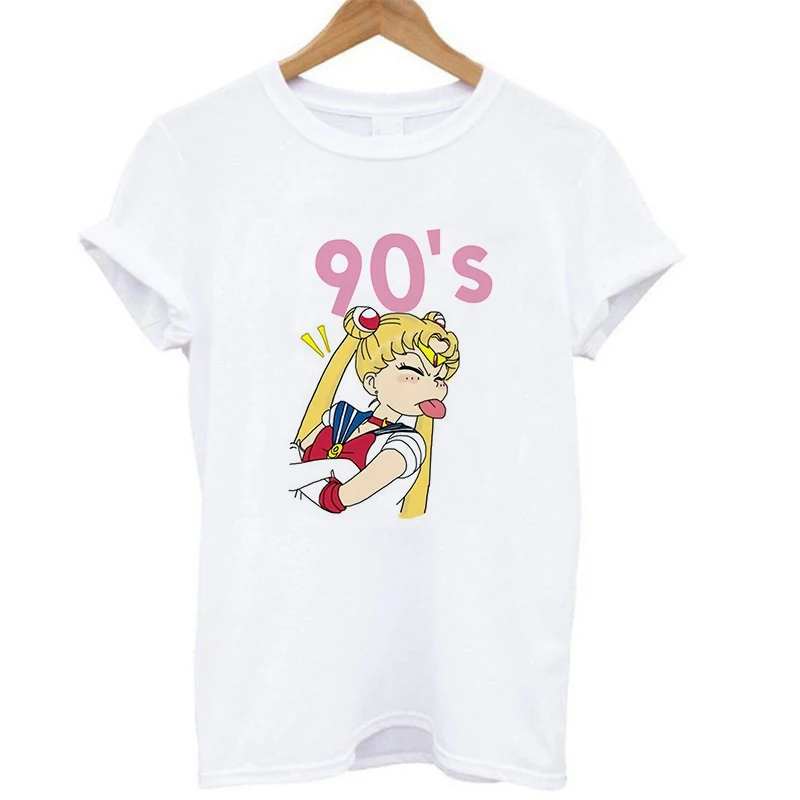 Sailor Moon/женская модная повседневная футболка с круглым вырезом коротким рукавом и