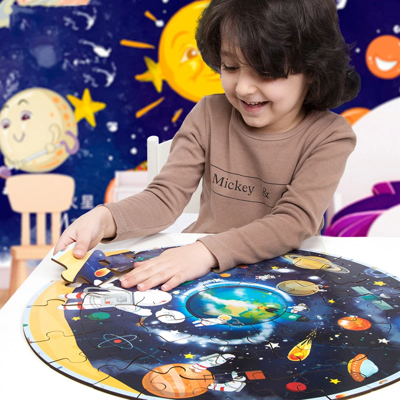 3D большая карта мира/Космические Планеты головоломки Детские деревянные игрушки раннего обучения образование для ребенка Карта Мира