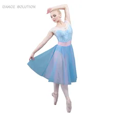 Бледно-голубой Лирический и современный костюм балетный танец пачка кружева платье 18011A
