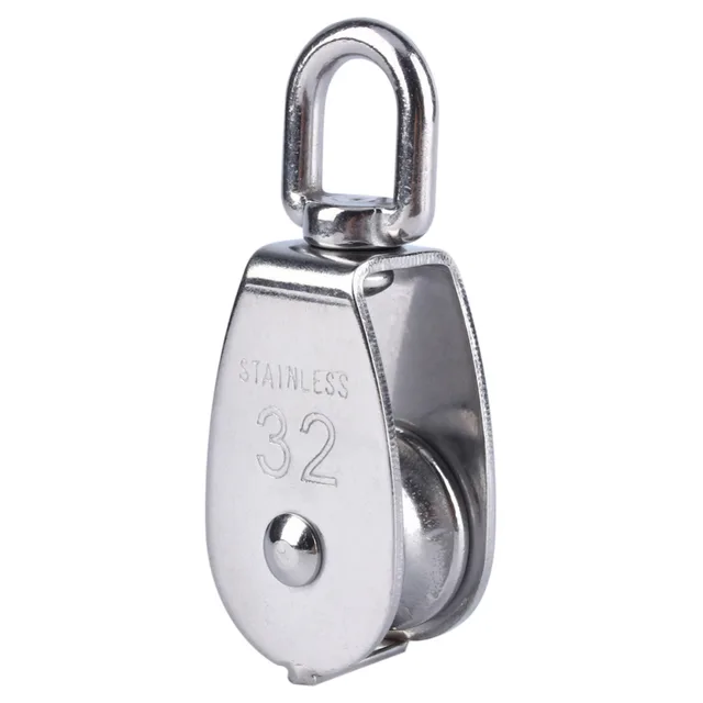 4Pcs/Set M15/M20/M25/M32 Stainless Steel Pulleys Heavy Duty Steel Single Wheel Swivel Lifting Rope Pulley Block For Wire Rope