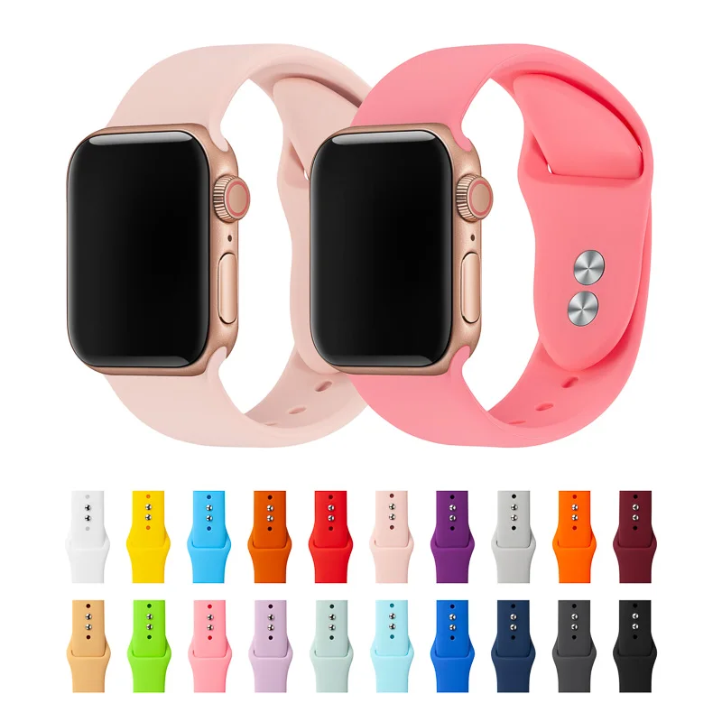 

Band For Apple Watch Band 38mm 40mm 42mm 44mm Double Buckle Rubber Silicone IWatch Strap For Apple Watch Series 4,3,2,1 81024