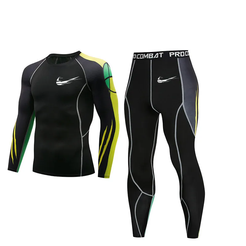 

Brand compression men's T-shirt sports suit quick-drying running jogging sportswear men's shirt clothes gym muscle fitness suit