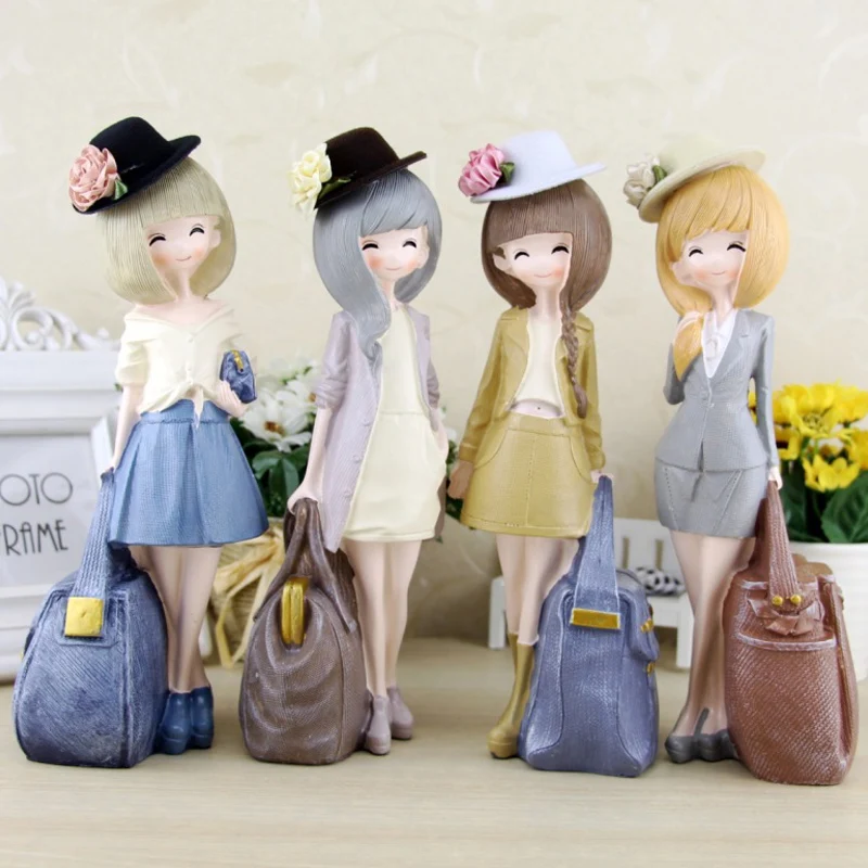 New Korean Cute Beautiful Girl Faery Figurines Home Office Desk