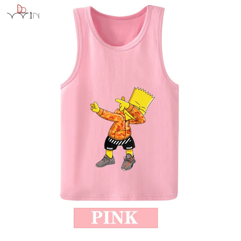 pink 1 Лидер продаж, летняя футболка с героями мультфильмов для мальчиков и девочек, футболка без рукавов Детский разноцветный жилет - Цвет: pink 1