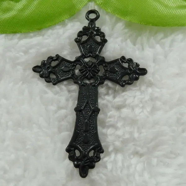 

80 pieces black cross charms pendant 57x37mm #600