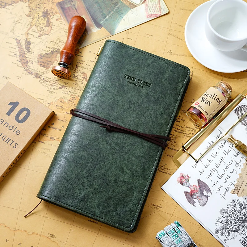 Diario de cuero cuaderno personalizado hecho a mano Vintage recargable diario de viaje cubierta de cuero del viajero del cuaderno