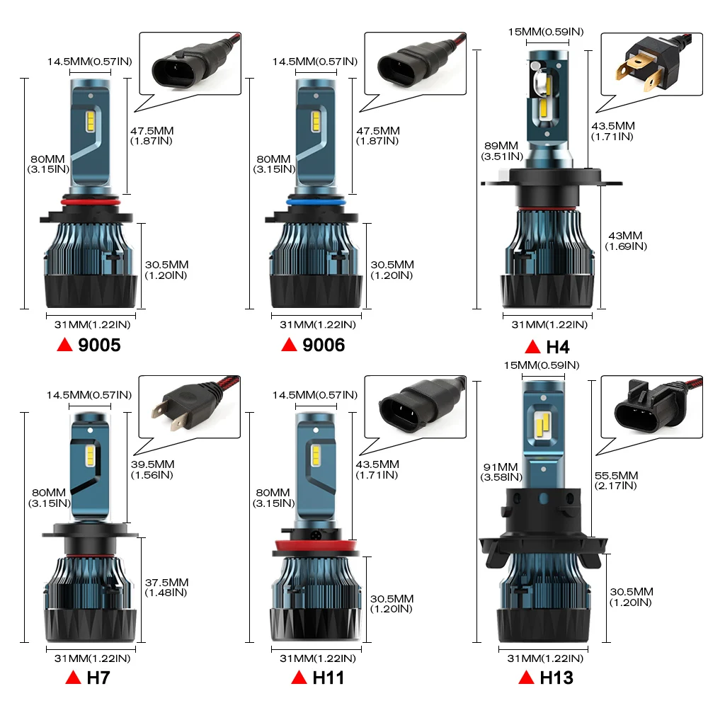 NOVSIGHT H4 Автомобильные светодиодные фары H7 H11 H8/H9 9005 9006 H13 60W 10000LM Play and Plug для вождения