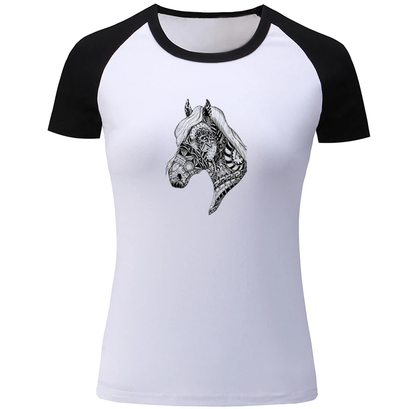 

Ornate Horse Head NEW Camp Half Blood Long Island Sound Mythology Design Womens Ladies Printing Graphic Tee Short Sleeve Cotton