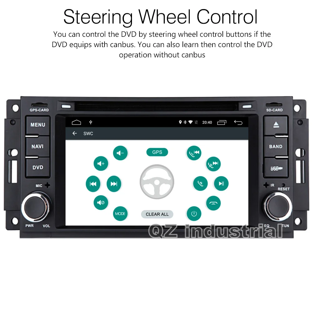 Clearance QZ industrial 6.2" Android 8.1 car dvd player For JEEP Wrangler Compass Patriot Grand Cherokee Commander Dodge with radio BT map 4