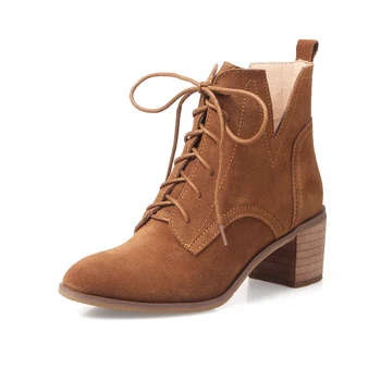 

2018 Hot Sale Cow Suede Material Casual Women Ankle Boots With V-strap Short Boots