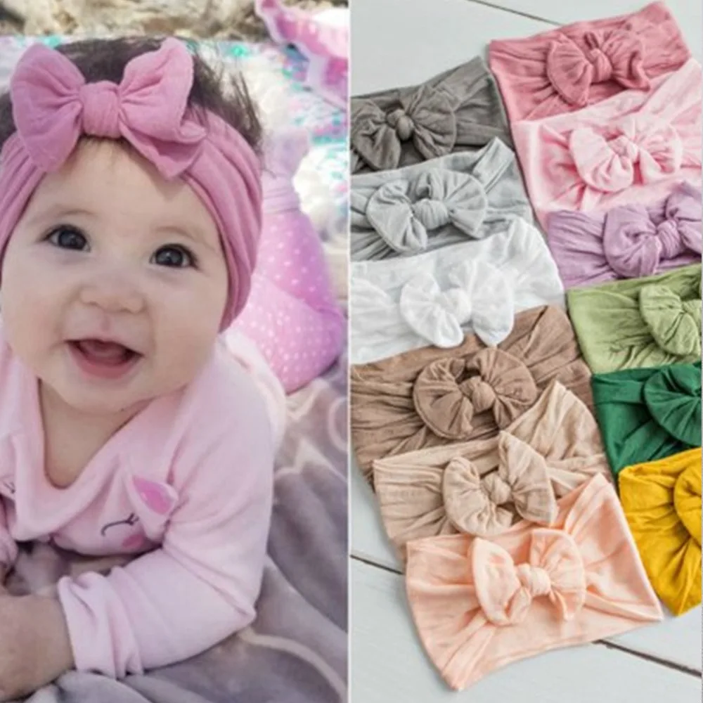 

H MISM Summer New Headband 23 Colors Children Girls Elastic Kawaii Head Wrap Hair Accessories Baby Shower Butterfly Headbands