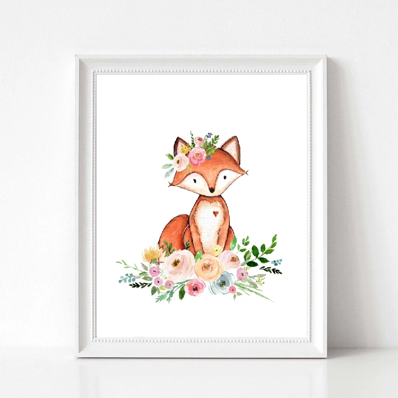 Fox canvas print nursery wall art decor