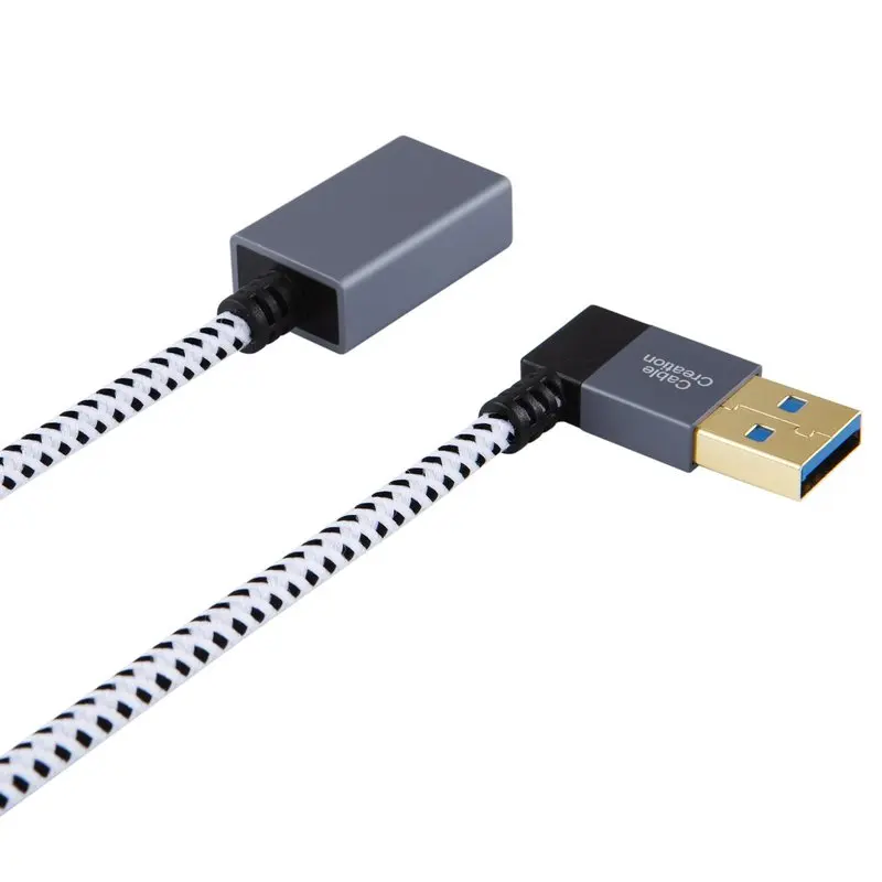 Короткий Удлинительный Кабель USB 3 0 с левым углом со штекером и удлинителем 90