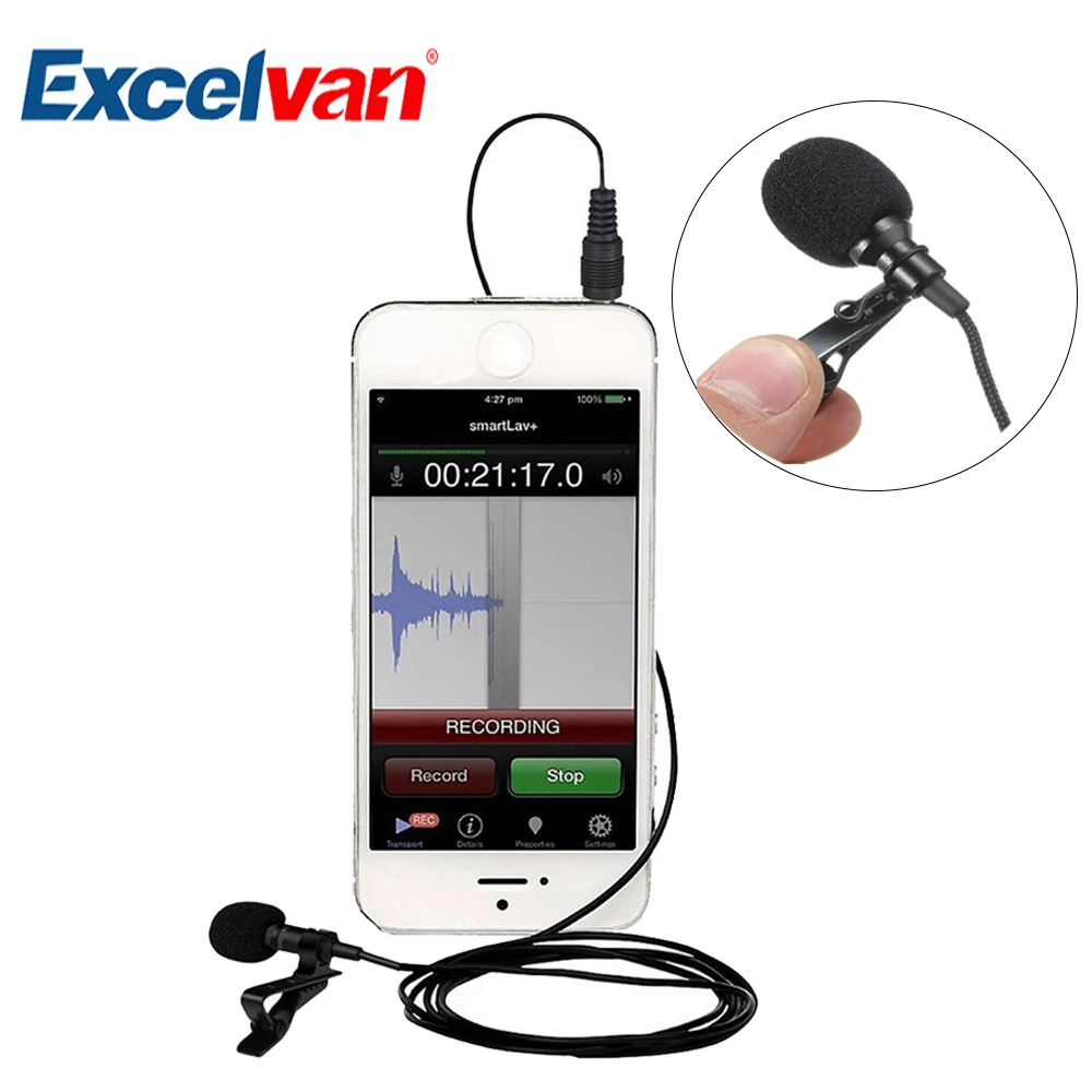 

Excelvan Mini Wired Karaoke Song Microphone Omnidirectional Protable Mikrofon Wheat Lavalier Microfone for Mobile Phone