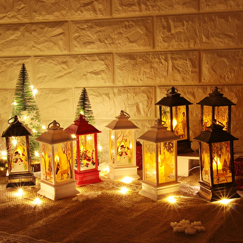 

2019 LED Christmas Halloween Santa Claus snowman Light Lamp Party Hanging Decor Candles Cages Supplies Hanging Lantern