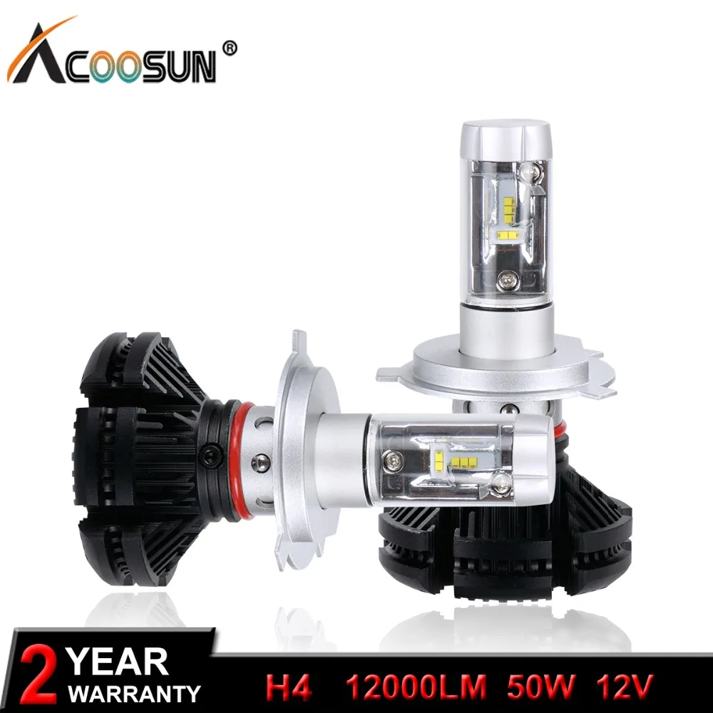 

LED H4 Hi-Lo Beam LED Car Headlight 50W Pair 12000lm ZES LED Chip COB Auto Led Headlight Bulb IP67 6500K Combo Light Sourcing