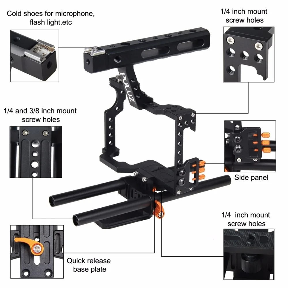 PULUZ ручка клетка для видеокамеры Steadicam Стабилизатор для sony A7 и A7S и A7R и A7R II и A7S II для Panasonic Lumix DMC-GH4