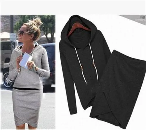 

Casual Tracksuit For Women Sweatshirt Pullovers 2 Pieces Pullover Hoodies Dresses Set Irregular Sweatshirt Women's Tracksuits