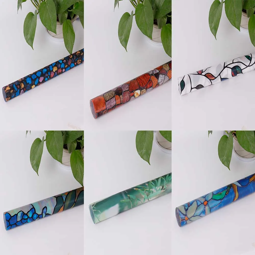 

3D Painting Static Cling Window Film Stained Glass Paper Decorative Frosted Vinyl with Factory Price 92cmx50cm