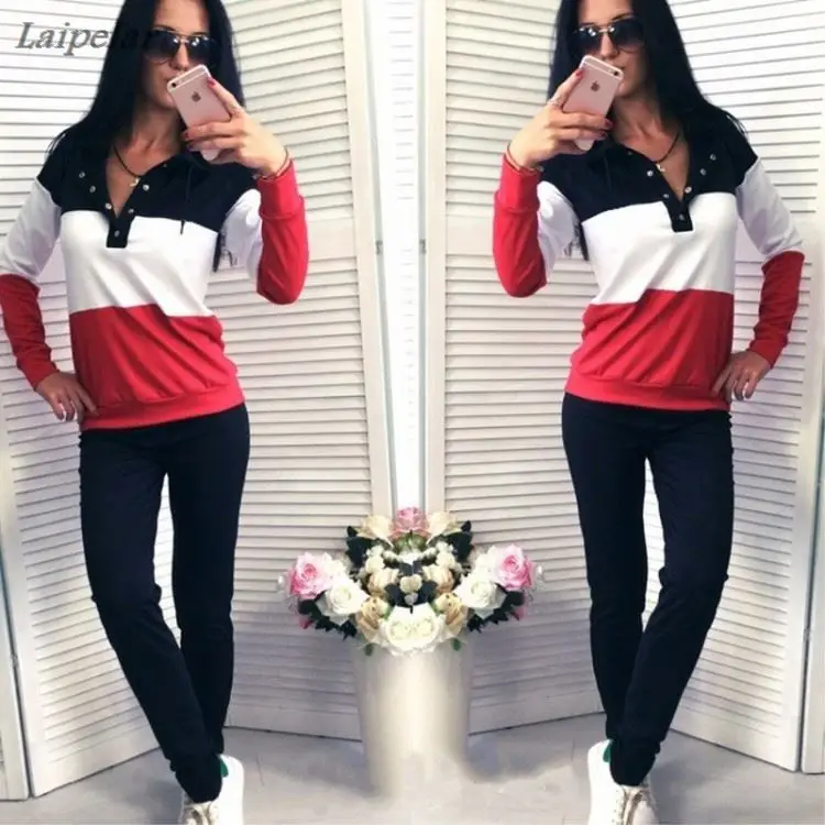 

2018 Autumn Women Tracksuit 2 Piece Set Clothing Solid Sportwear Suit Woman Irregular Hoodies Set Costumes Laipelar