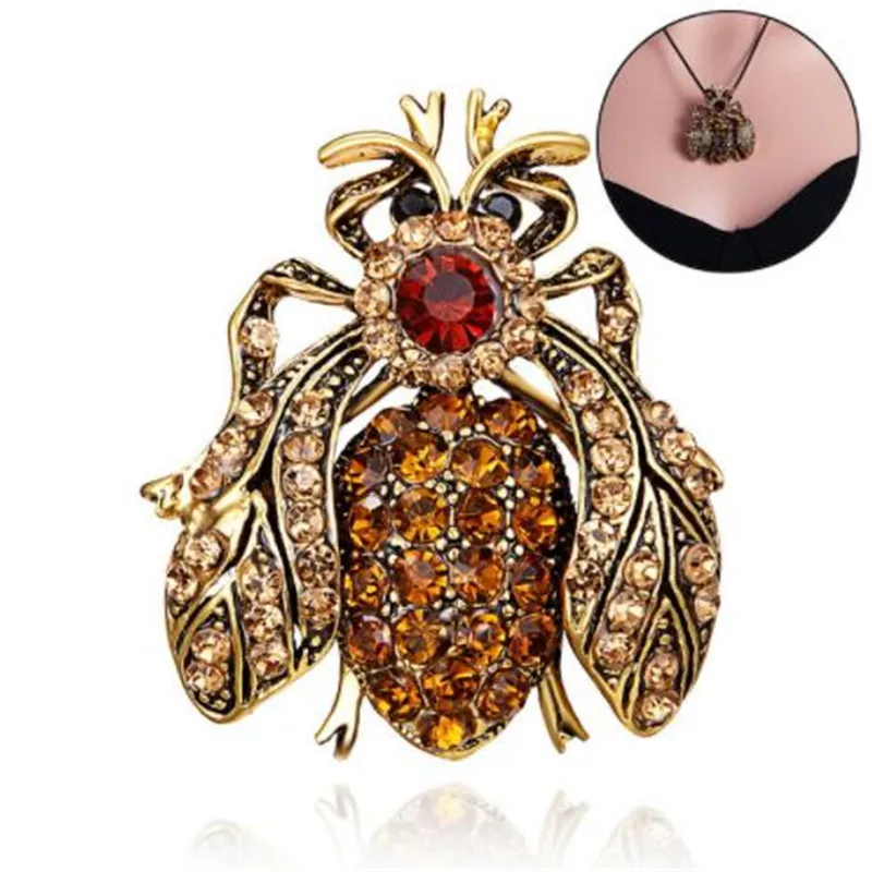 

WKOUD Vintage Crystal Bee Pin Brooch Antique Pin Women Brooch Pin Costume jewelry Multifunction