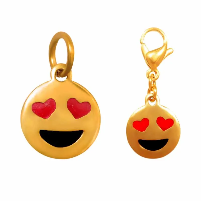 2017 New DIY Jewelry 316l Stainless Steel Gold EMOJI Expression Charm 