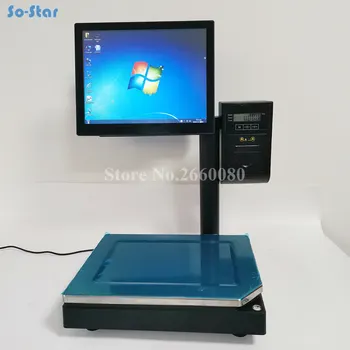 

POS System Terminal Machine All in One Dual Touch Screen Cash Register Retail PC Based Scale with Thermal Receipt Printer