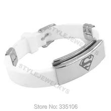 Классический браслет с символом Супермена ювелирные изделия из нержавеющей стали белый резиновый браслет "Мотоциклетная цепь" SJB0218