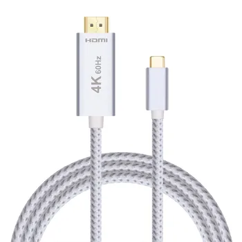 

USB C to HDMI Cable 4K 60Hz 6.6ft/2M (Thunderbolt 3 Compatible), Aluminum Shell and Braided USB Type-C to HDMI 2.0 Adapter Cable