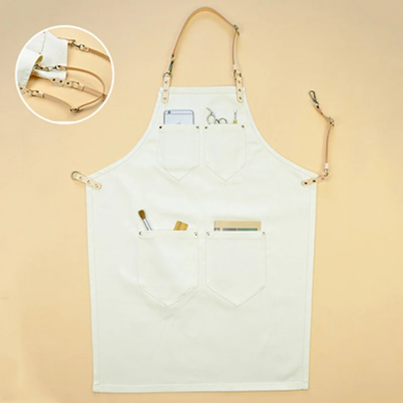 2018 Senior Denim cowboy BBQ Apron Bib Leather Straps Kitchen Apron for Women Men Barber cooking Restaurant Waitress Print Logo