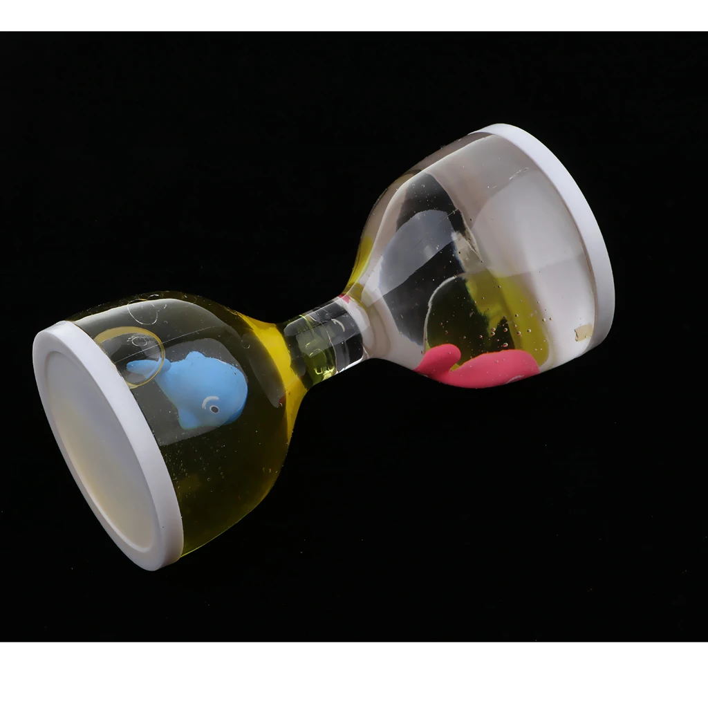 Liquid Motion Bubbler Timer Desk Sensory Toy Dolphin Animal Floating Oil Hourglass for Fidgeting Stress Relief Gifts Yellow