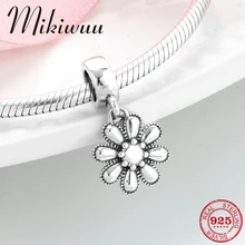 Настоящее серебро 925 пробы DIY Очаровательная форма цветка тонкие Подвески бусины подходят Pandora браслет ювелирных изделий