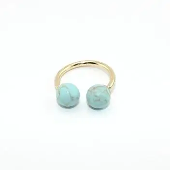 Новинка cooper катушка мяч кольца многоцветный камень Бусины винтажные отверстия кольцо для женщин - Цвет основного камня: turquoise