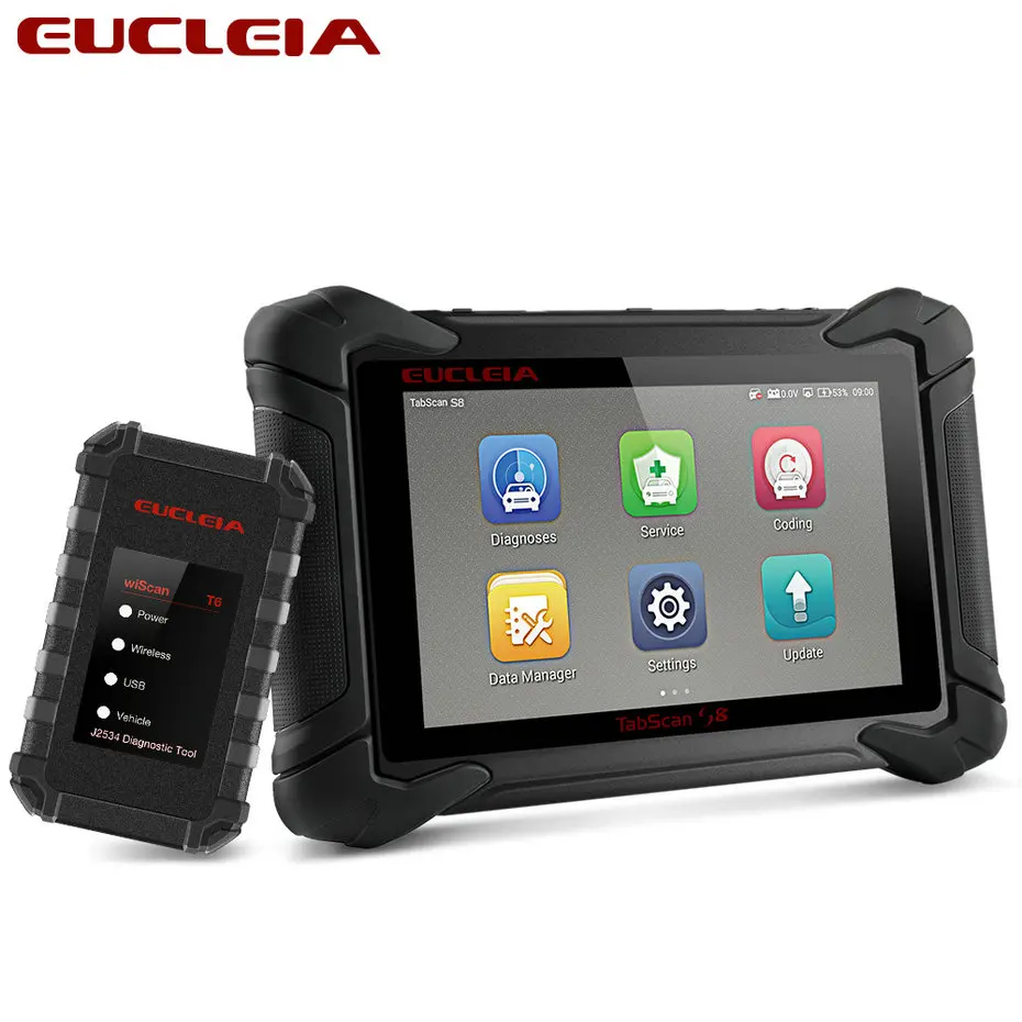 EUCLEIA S8 OBD2 автомобильный сканер ECU программирование и кодирование Bluetooth Wi-Fi полная система OBD диагностический OBDII сканирующий инструмент