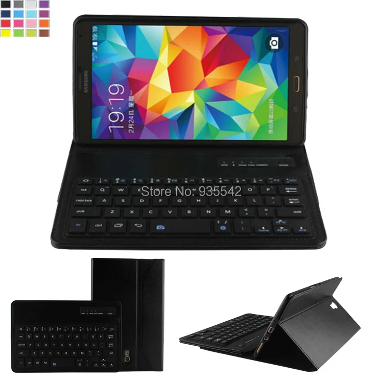 

For Samsung Galaxy Tab S 8.4 T700 Tablet 3-in-1 Bluetooth QWERTY Keyboard Portfolio Stand Case Cover - Detachable ABS Keyboard