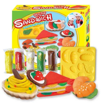 

New DIY color plasticine playdough clay suit parent-child interactive toys sandwich set mold intelligent toy