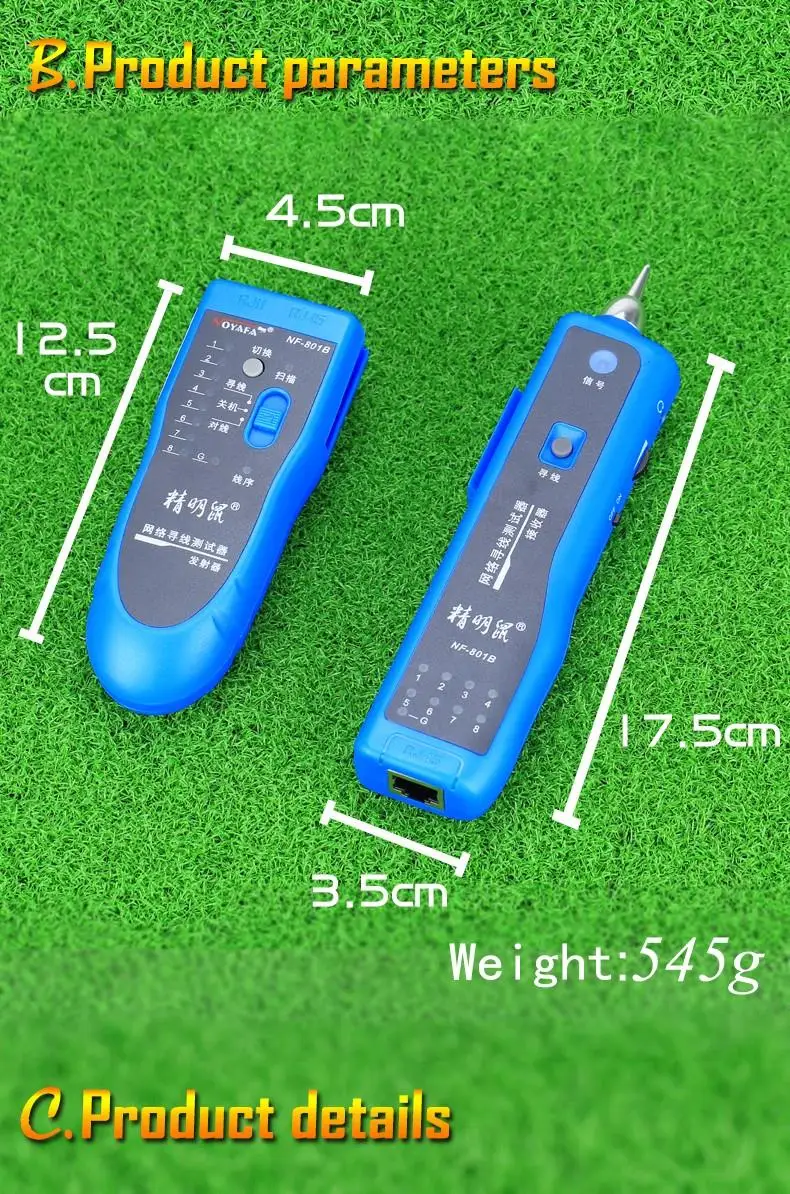 KELUSHI  Network RJ11 RJ45 lan wire tracker Fault locator and cable tester LAN Cable Tester NF-801B