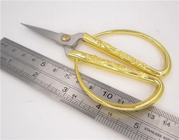 ZAKKA вышивка крестиком ретро старинные антикварные тонкие Швейные портновские ножницы ручной работы DIY Бытовая ткань с отделкой ножницы - Цвет: Gold
