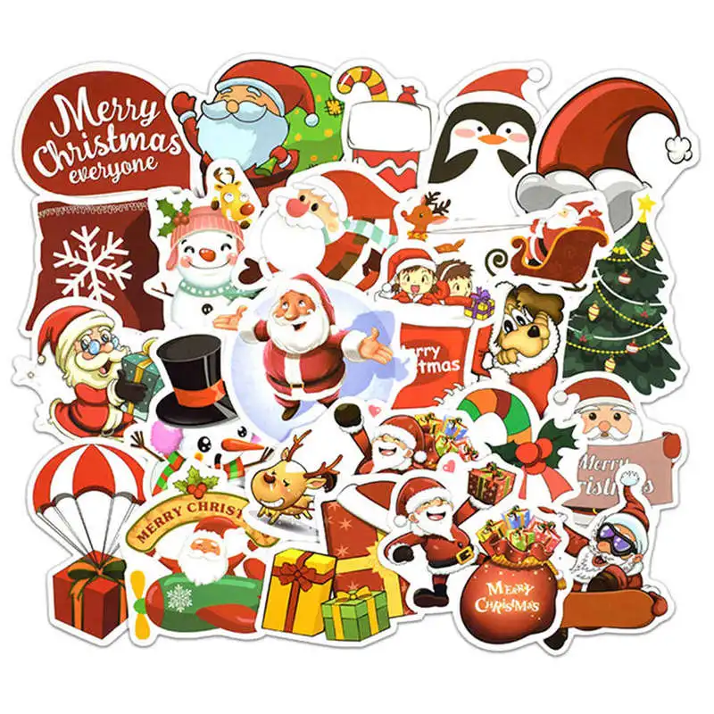 

25Pcs/Pack Merry Christmas Decorative Sticker Santa Claus Snowman Tree Shaped Stationery Stickers For Scrapbook Diary Album