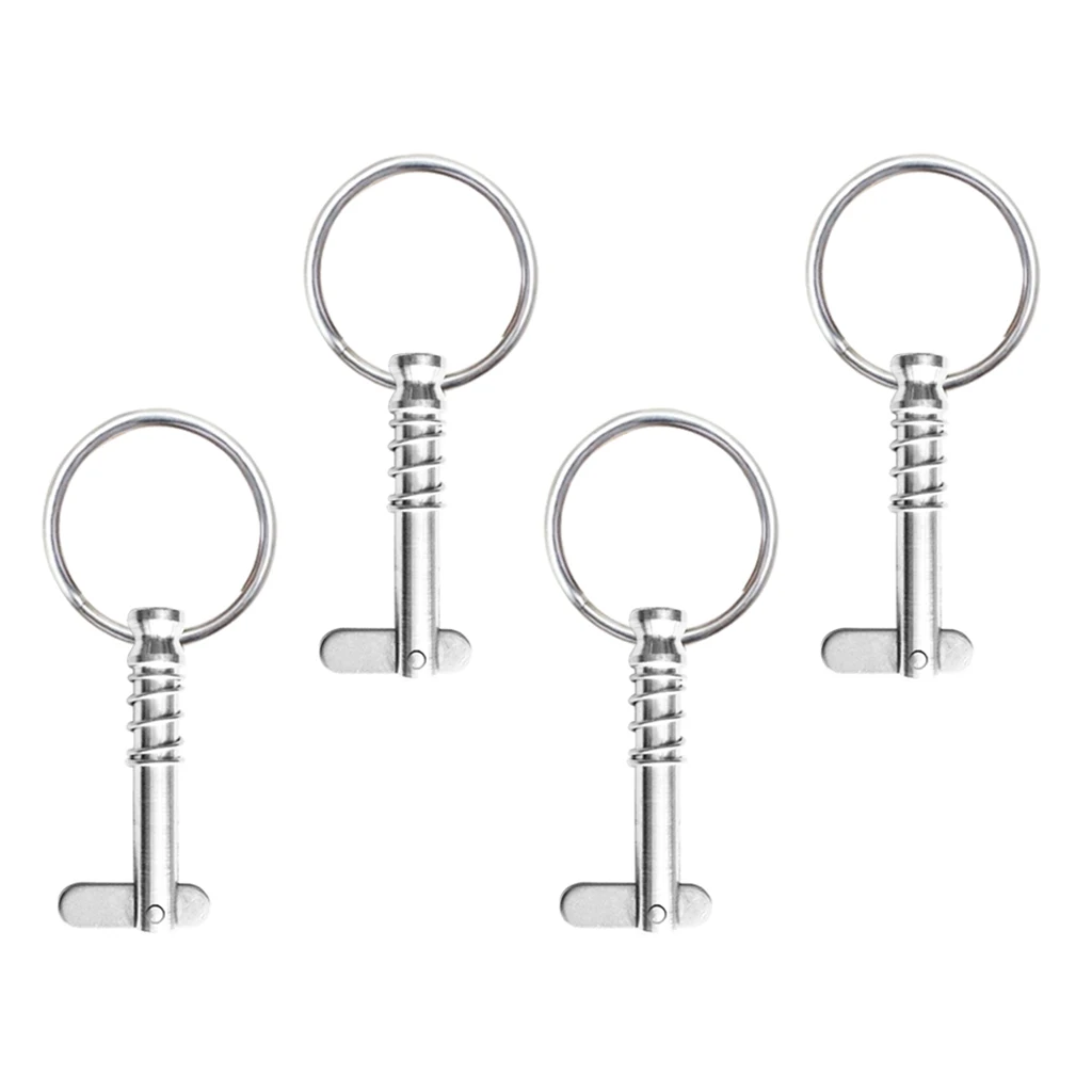 

4 Pieces Boat Quick Release Pin Bimini Top Fittings Hardware 1/4" Stainless Steel Spring Loaded with Pull Ring