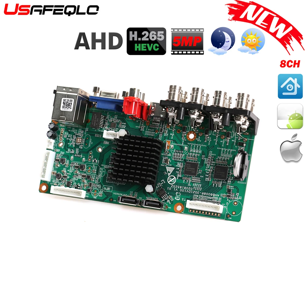 Новейший AHD H.265/H.264 DVR цифровой Vidoe Запись Поддержка 2 SATA линии AHD/IP камера Поддержка ONVIF CMS XMEYE CCTV AHD 5MP камера