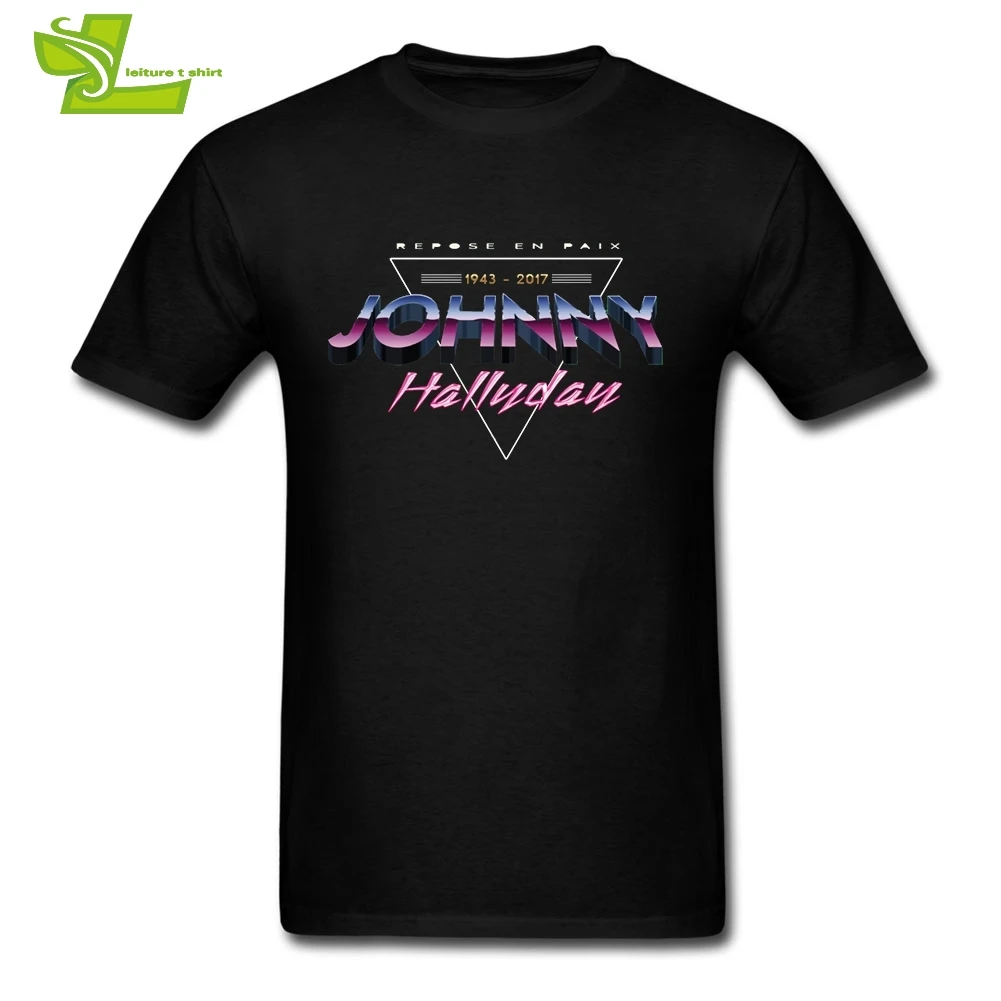 Funky T-Shirt Rock Star Johnny Hallyday Creative Fitted T Shirts Adult Cotton Short Sleeve Tees Summer Round Collar Tops Black | Мужская