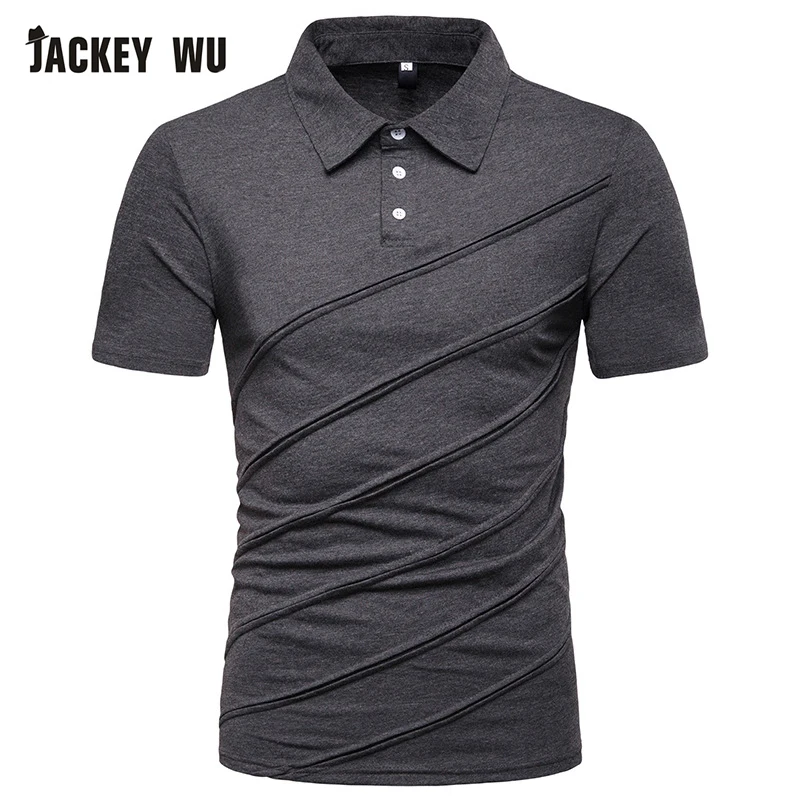 JACKEYWU мужские Поло рубашка для мужчин лето г. мода раза футболки с короткими рукавами хлопок дышащий Camisa эластичные повседневное поло S черны