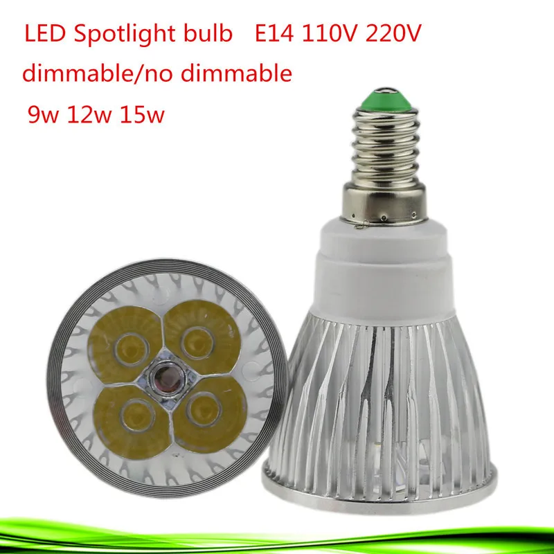 1X High lumen 9W 12W 15W E14 LED Bulbs Light 110V 220V Dimmable Led lamp Warm/Natural/Cool White