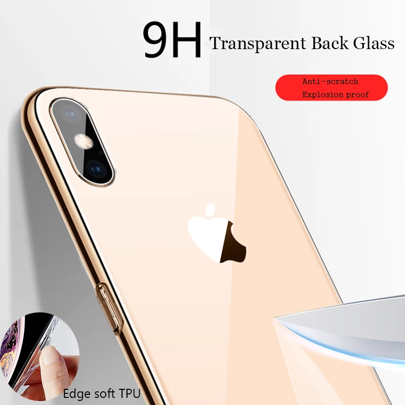 Suntaiho Luxury Glass Case For iPhone XS MAX XR Cases Ultra Thin Transparent Back Glass Cover For iPhone X 7plus 8plus Soft Edge Suntaiho Luxury Glass Case For iPhone XS MAX XR Cases Ultra Thin Transparent Back Glass Cover For iPhone X 7plus 8plus Soft Edge
