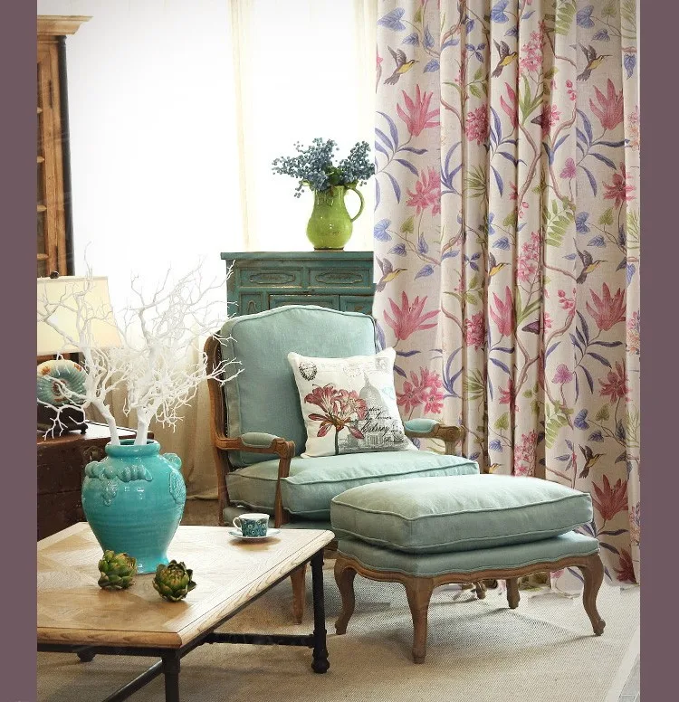 Fashion American Style Window Blakout Curtain for Living Room Bedroom Kitchen Treatments Cotton Linen Fabric Draperies