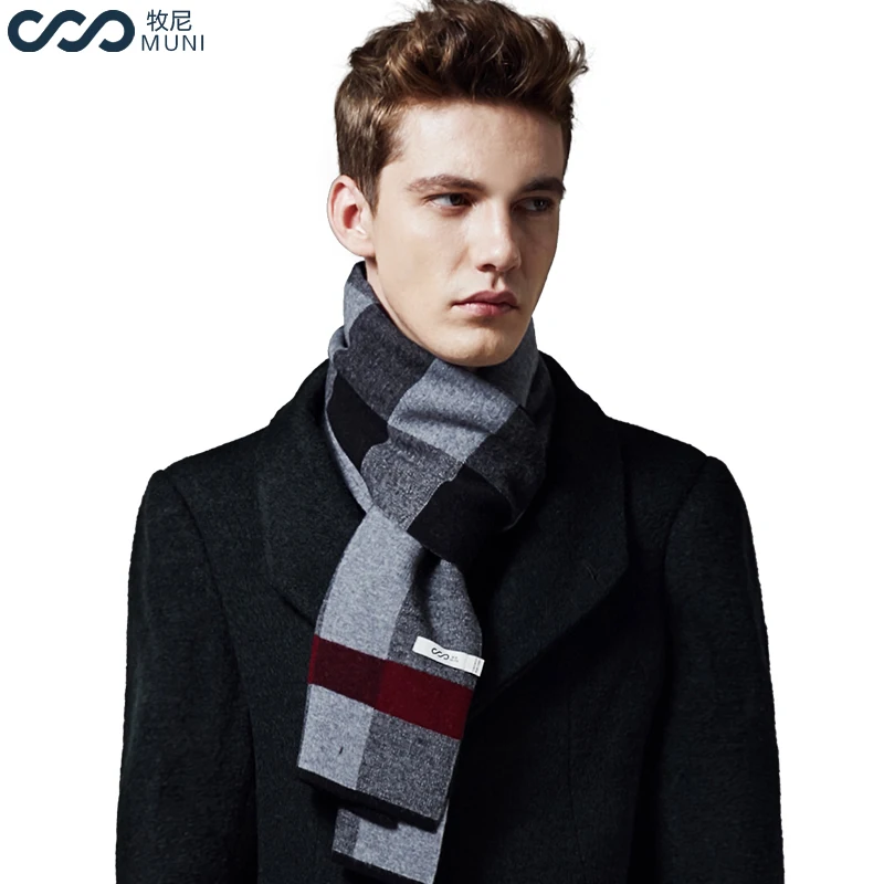 MUNI шерстяной шарф мужской модный шарф мужской зимний полосатый деловой шарф роскошный бренд высокого качества теплые лоскутные шарфы мужской подарок