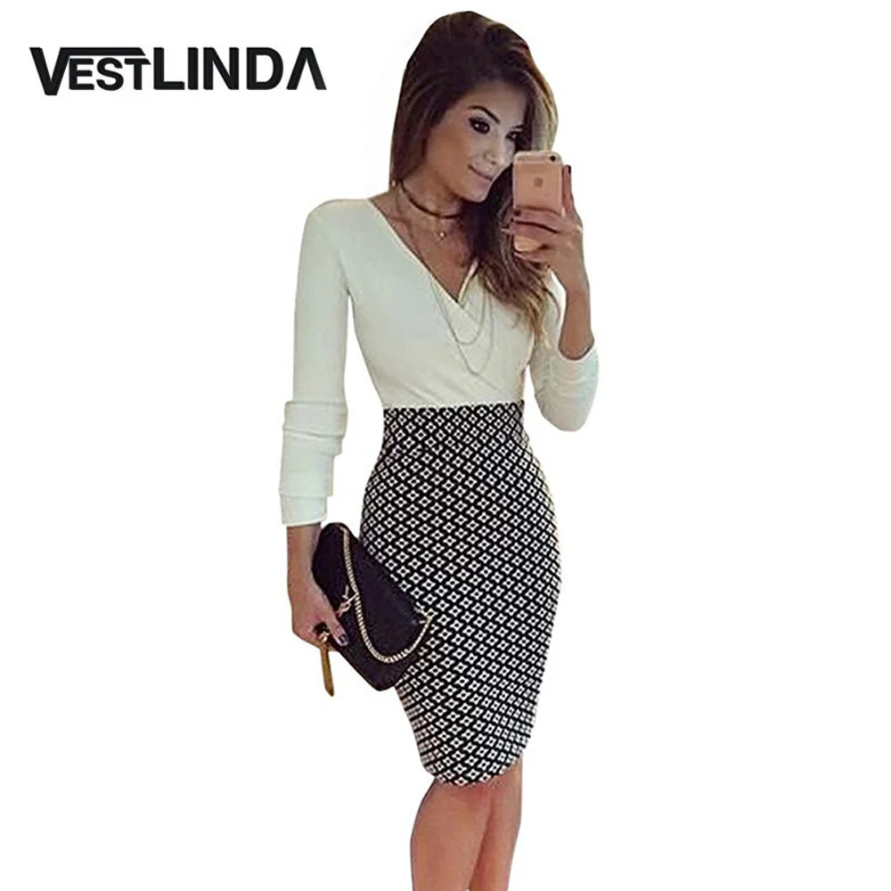 black and white bodycon work dress